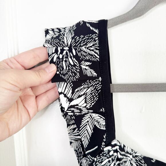 Joseph Ribkoff Zip Front Black White Floral Shift Bodycon Ruffle Dress NEW 10 - Picture 5 of 16